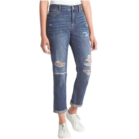Gap Best Girlfriend Super High Rise Distressed Stretch Ankle Jeans Size 27 - Picture 1 of 11